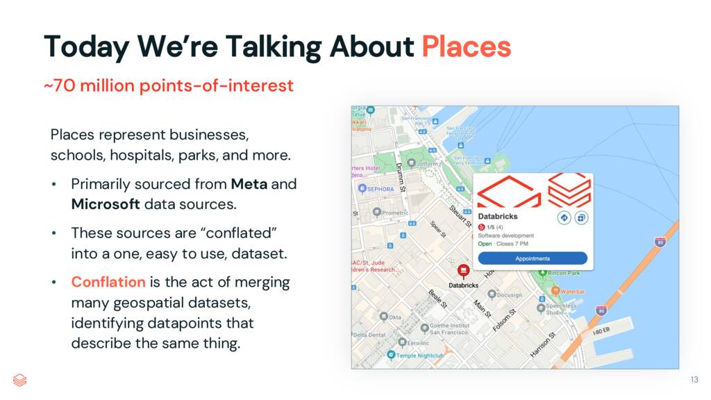 Map showing Databricks location with places data description
