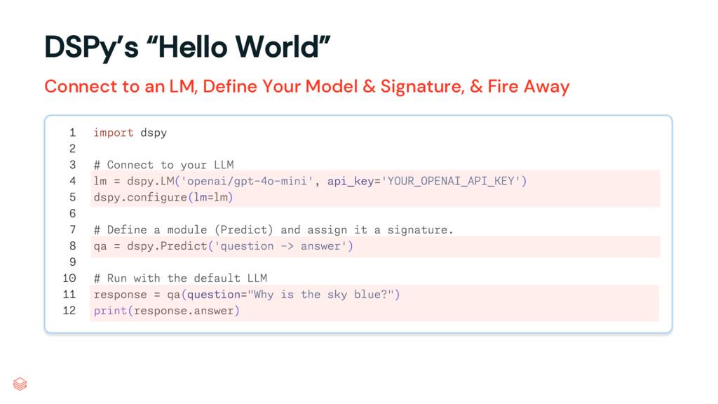 Code example showing basic DSPy implementation