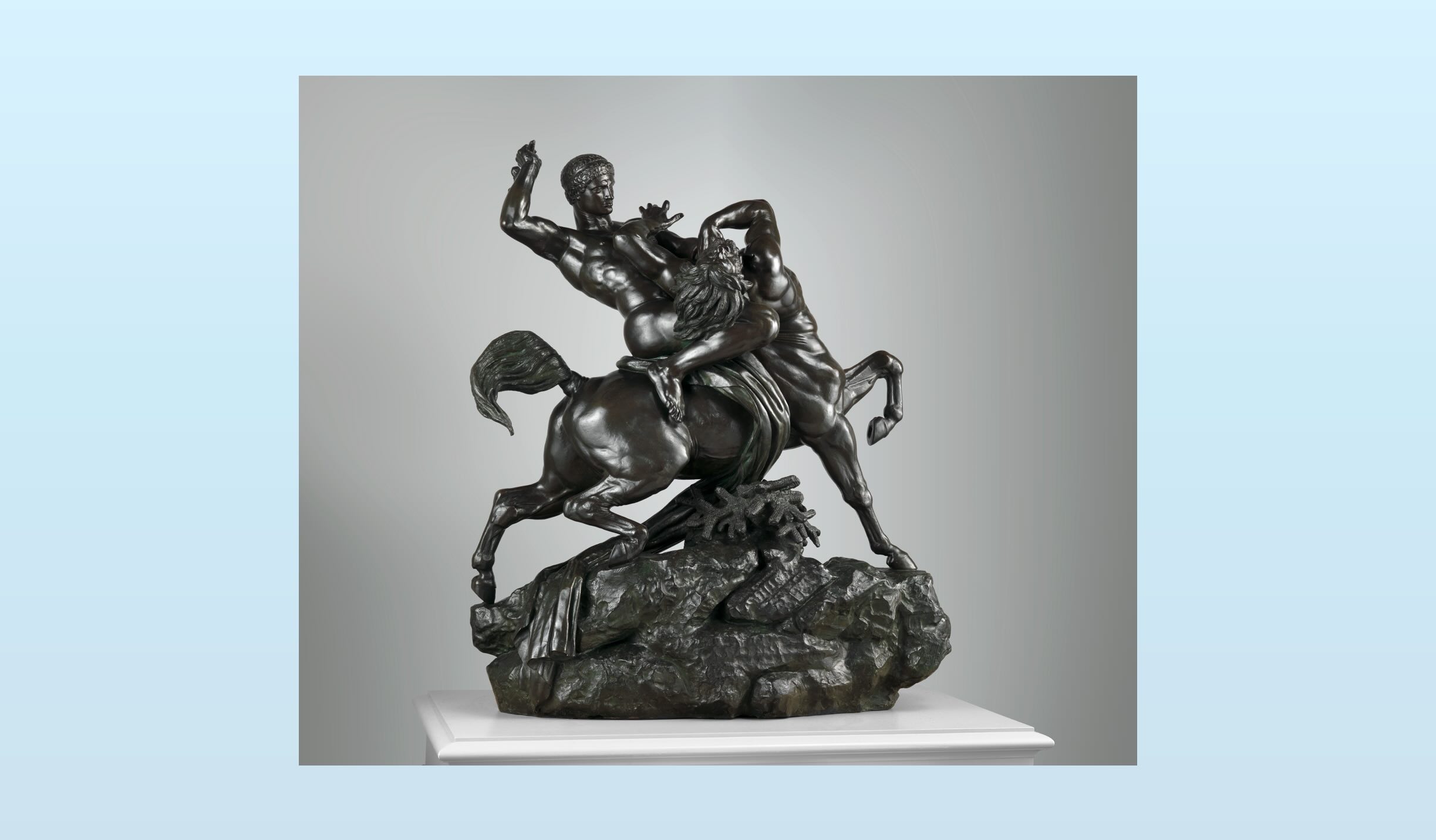"Theseus Fighting the Centaur Bianor", by Antoine-Louis Barye, 1867