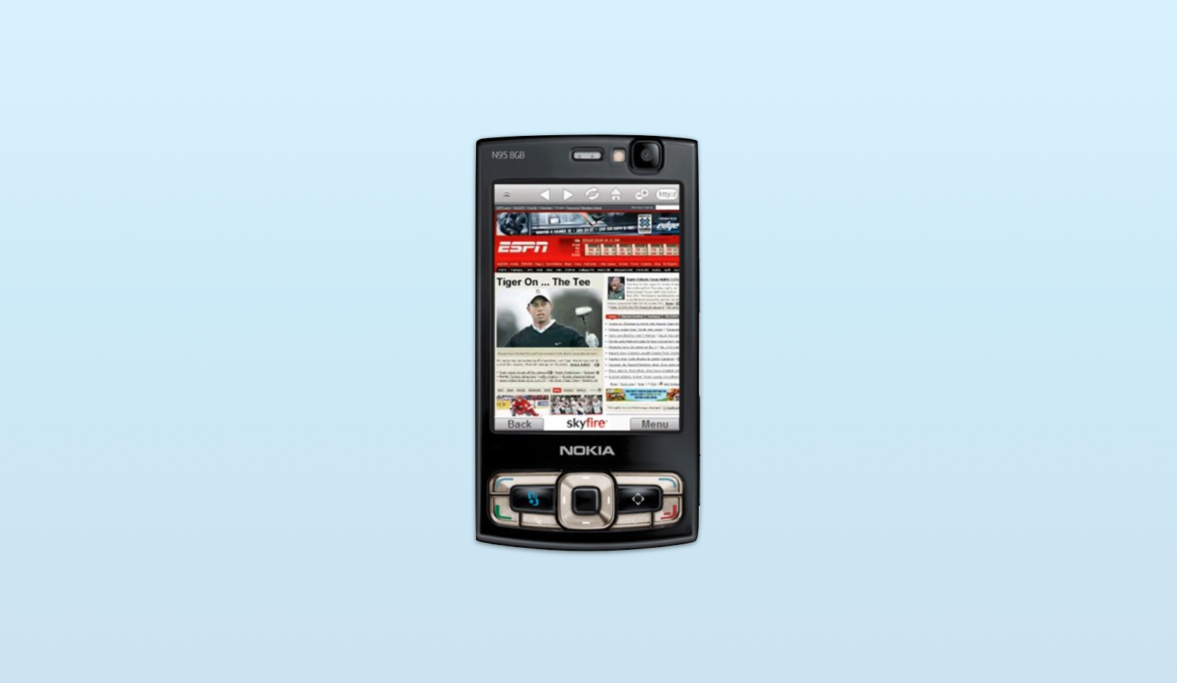 An early mobile browser on a Nokia N95.