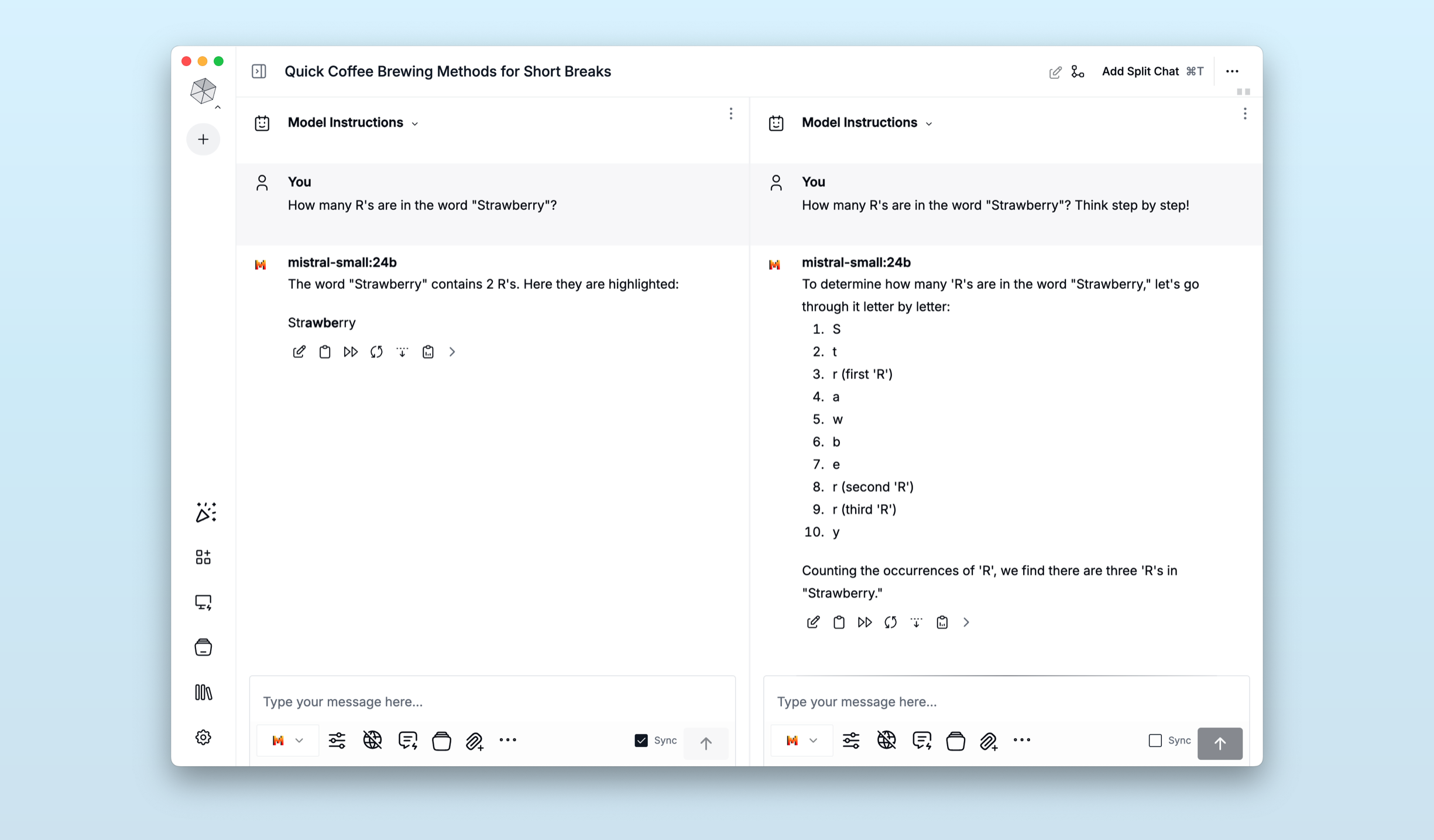 Mistral Small isn't a reasoning model, but we can encourage it to act (and perform!) like one by asking that it think step by step