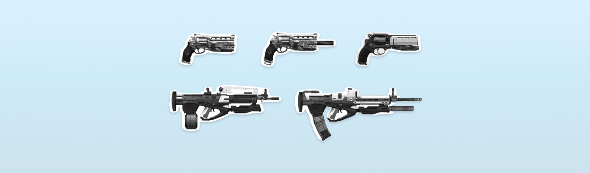 A selection of guns from the videogame Destiny
